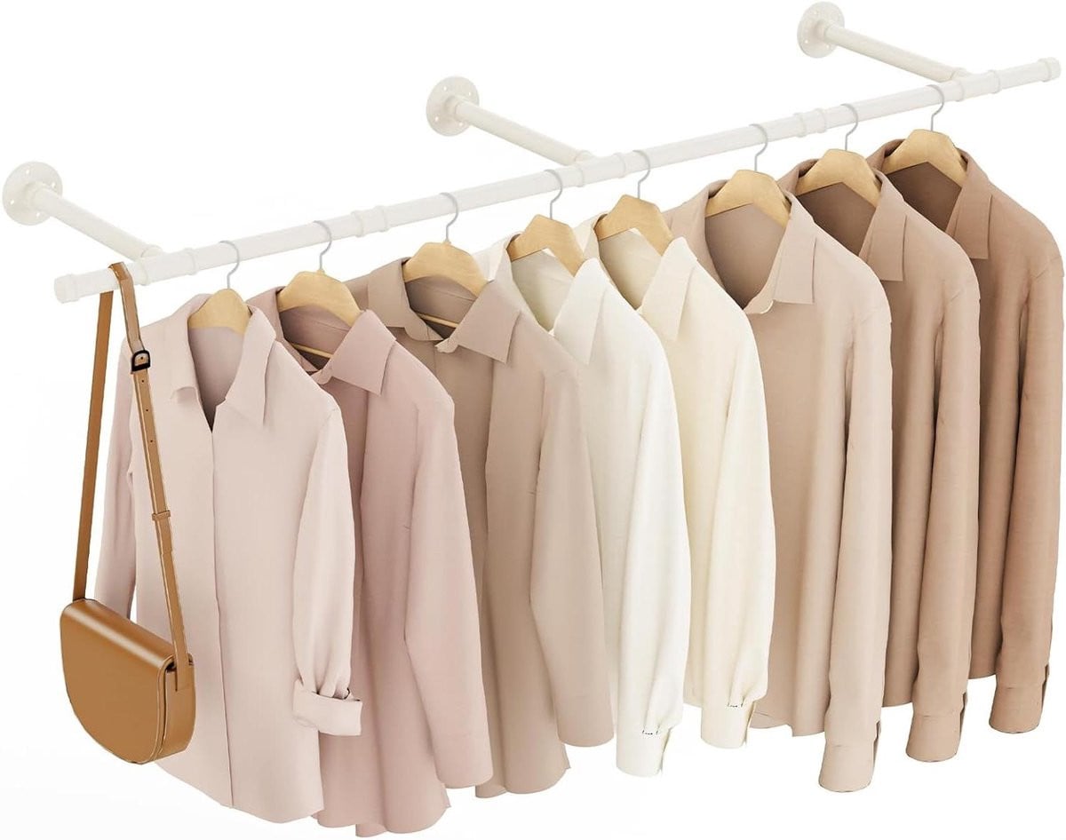 Kledingrek Wandmontage Beige 150 cm - Industriële Garderobestang