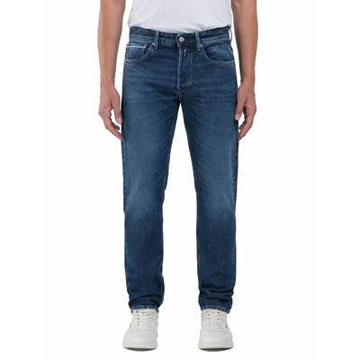 Straight-Jeans REPLAY "GROVER", Herren, Gr. 34, Länge 34, blau (tiefblau), Denim/Jeans, Obermaterial: 100% Baumwolle, straight fit lang, Jeans Straight-Jeans, in vielen verschiedenen Waschungen, mit Stretch