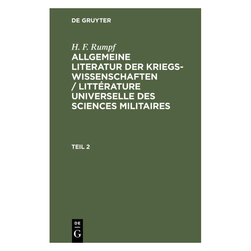 De Gruyter Rumpf:H. F. Rumpf: Allgemeine Literatur (Französisch, Hardcover, Heinrich Friedrich Rumpf) (67710160)