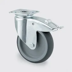 Armaturenrad TENTE, grau, 125 mm, drehbar mit Bremse