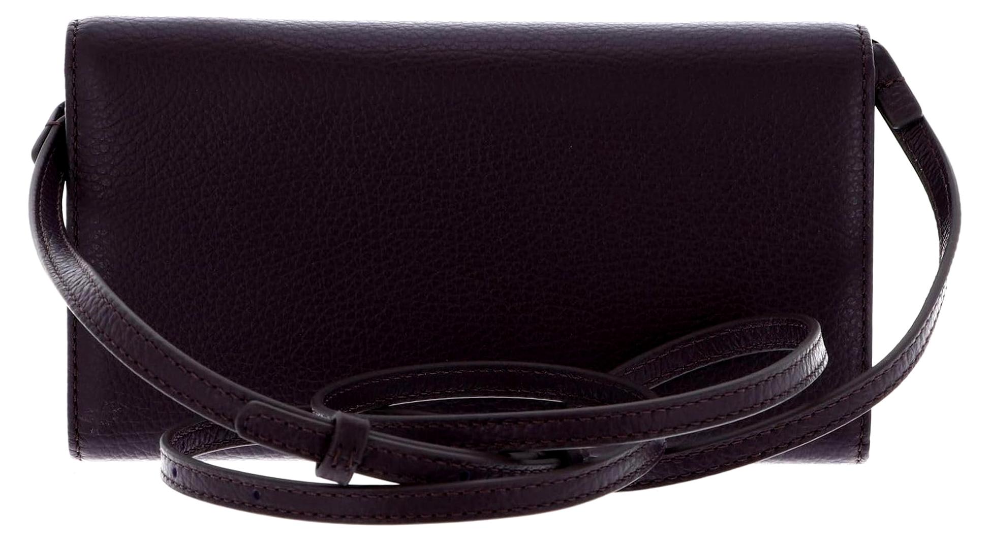 Leder Geldbörse Umhängetasche Metallic Soft Mini Bag Wallet Grained Leather Prune violett