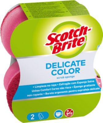 Scotch-Brite™ Reinigungsschwamm Delicate Color Comfort, nicht kratzend, für Töpfe/Pfannen/Geschirr, L 117 x B 55 mm, Schaumstoff, pink-rot, 2 Stück