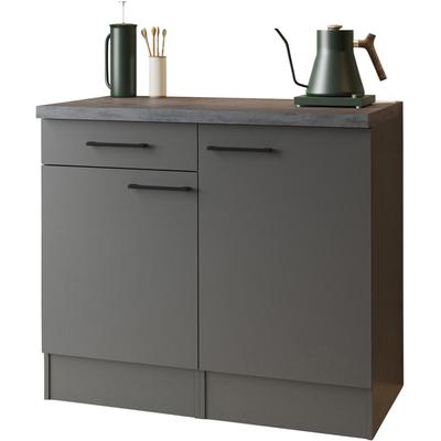 Buffet RESPEKTA "Oliver", grau (grau matt), B:100cm H:90cm T:60cm, MDF, Schränke, Buffet, zerlegt, mit Soft Close Funktion, Breite 100 cm
