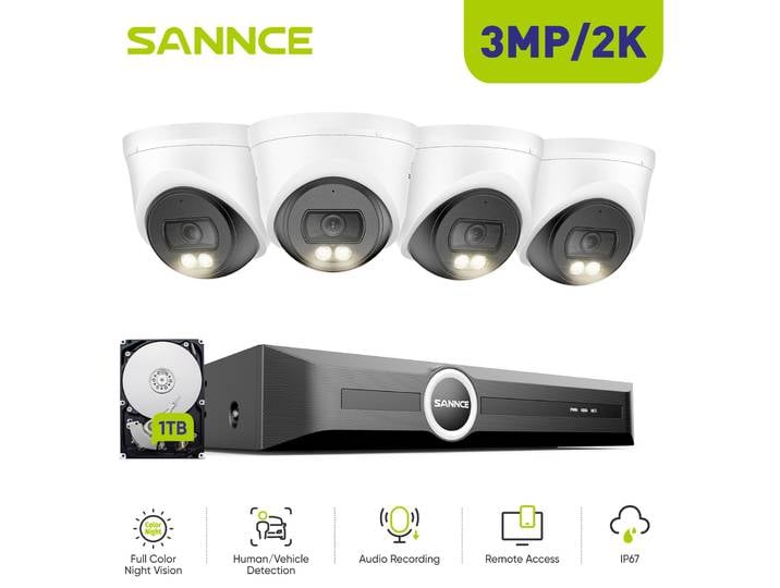 SANNCE 8CH 3MP POE système de caméra de sécurité intégré micro NVR Kit CCTV caméra IP extérieure H.265 ensemble de Surveillance vidéo