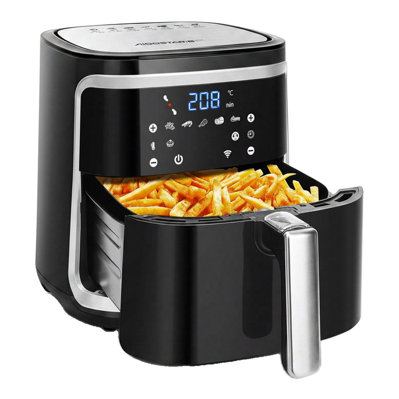 Aigostar Elektronische heteluchtfriteuse met dubbele pan 1900 W 7 l zwart met wifi-functie VDE/Cube Smart