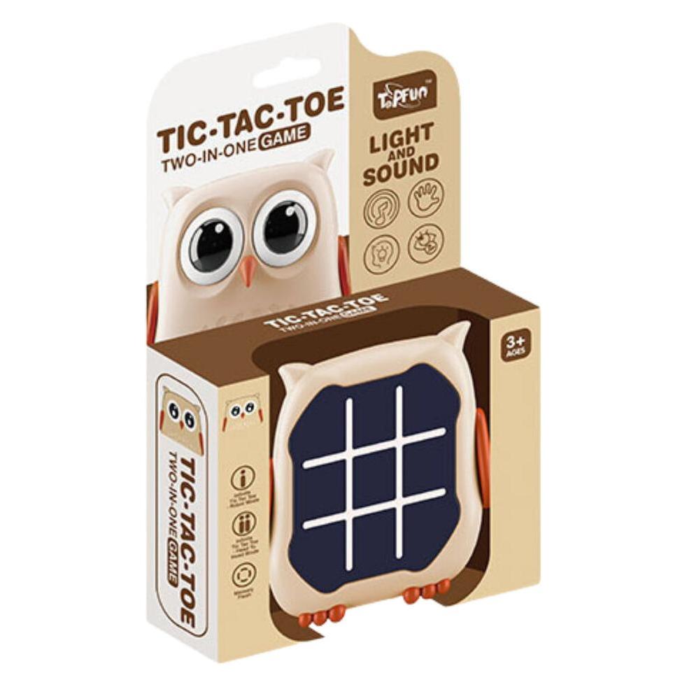 Lean Toys 3in1 Tic-Tac-Toe-Spiel, Memory-Eule, beige (2 Spieler) (54878789)
