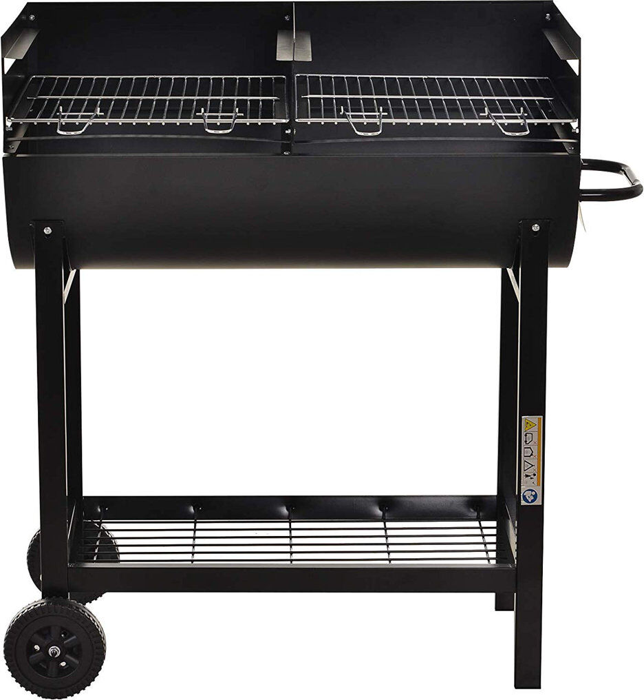 Sol 27 Outdoor Aarunya Trolley Charcoal BBQ Barbecue Grill Cooker 90 x 45 x 96 cm Black Matte Black 80cm W