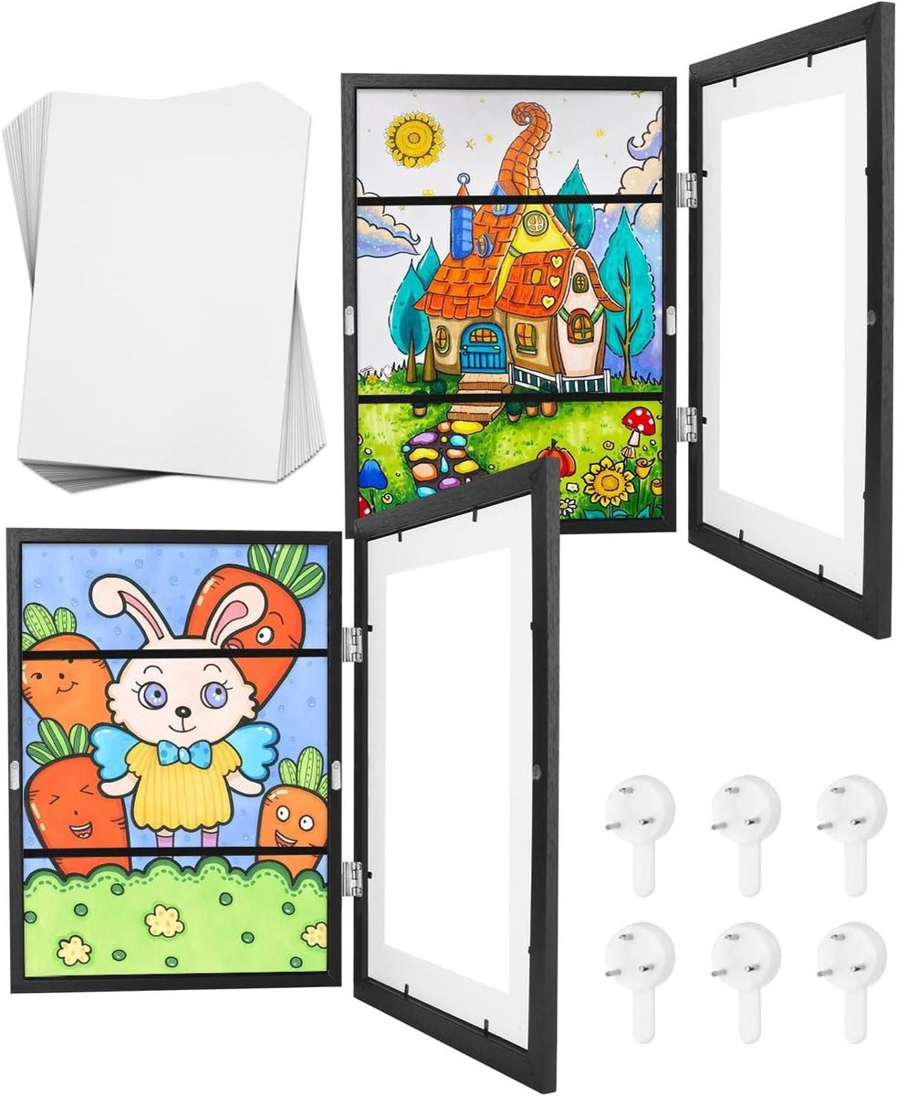 Zwarte Kinderkunst Fotolijst voor A4-formaat met frontopening