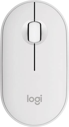 Logitech Pebble Mouse 2 M350s Maus Bluetooth Optisch Weiß 3 Tasten 400 dpi, 4000 dpi Integriertes Scrollrad