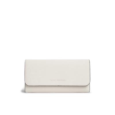 Geldbörse TOMMY HILFIGER "TH MODERN LRG FLAP WALLET", Damen, weiß (creme), Lederimitat, unifarben, Kleinlederwaren, Damen Geldbeutel, Portemonnaie mit Logo-Schriftzug