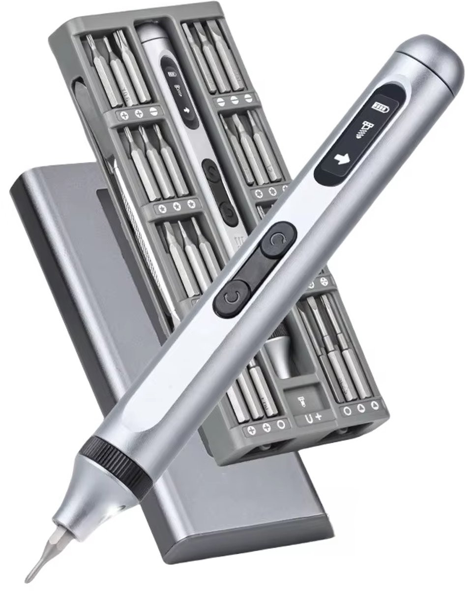 50-in-1 precisie elektrische schroevendraaierset met Type-C oplaadbare accu, zilver