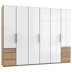 Drehtürenschrank Level 36D mit Laden ca. 300 cm Eiche/Weiß