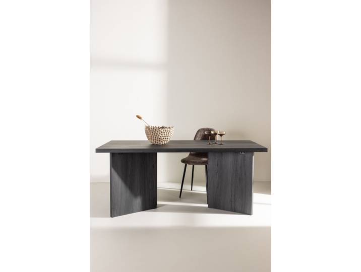 Esstisch VENTURE HOME Bassholmen, rechteckiger Esstisch, 180 × 90 cm , grau (schwarz, schwarz), B:90cm H:75cm T:90cm, Tische, Esstisch, Esszimmertisch, MDF, rechteckig, einheitlich, einladend, robust