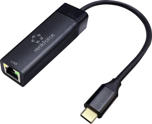Renkforce USB-C, RJ45 Adapter [1x USB-C USB 3.2 (Gen 1) - 1x RJ45-Buchse] RF-USBCA-200 15cm PVC-Mantel