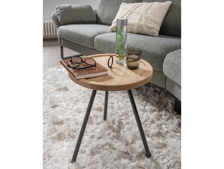 Beistelltisch 40x45cm 'Lissabon' Wildeiche & Metall schwarz
