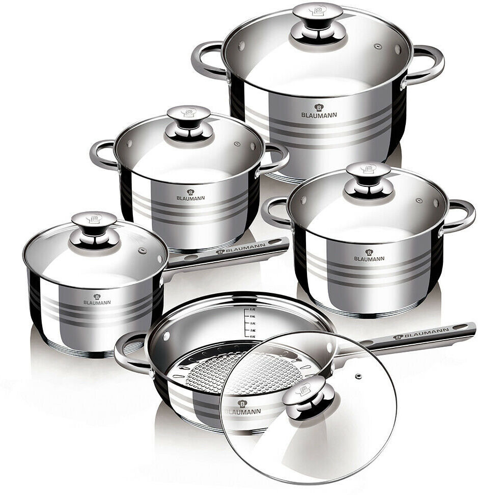 Blaumann 10 - Piece Non-Stick Stainless Steel Cookware Set Silver 10