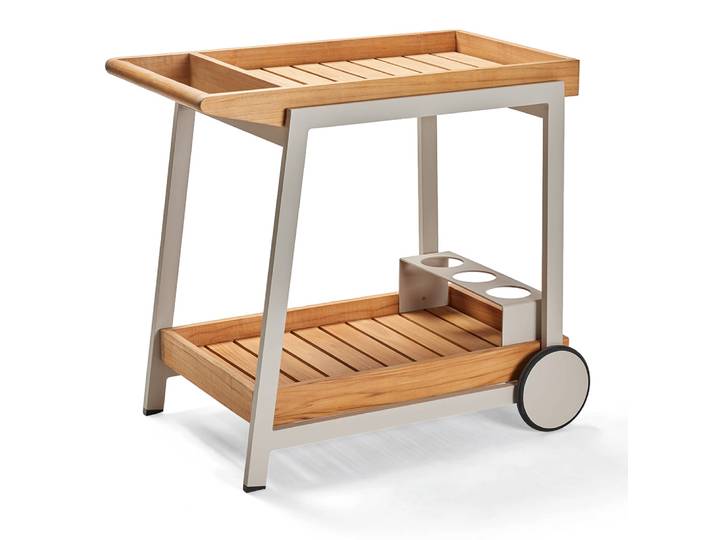 Stern Servierwagen Frido 86x58x77 cm Aluminium greige Teak