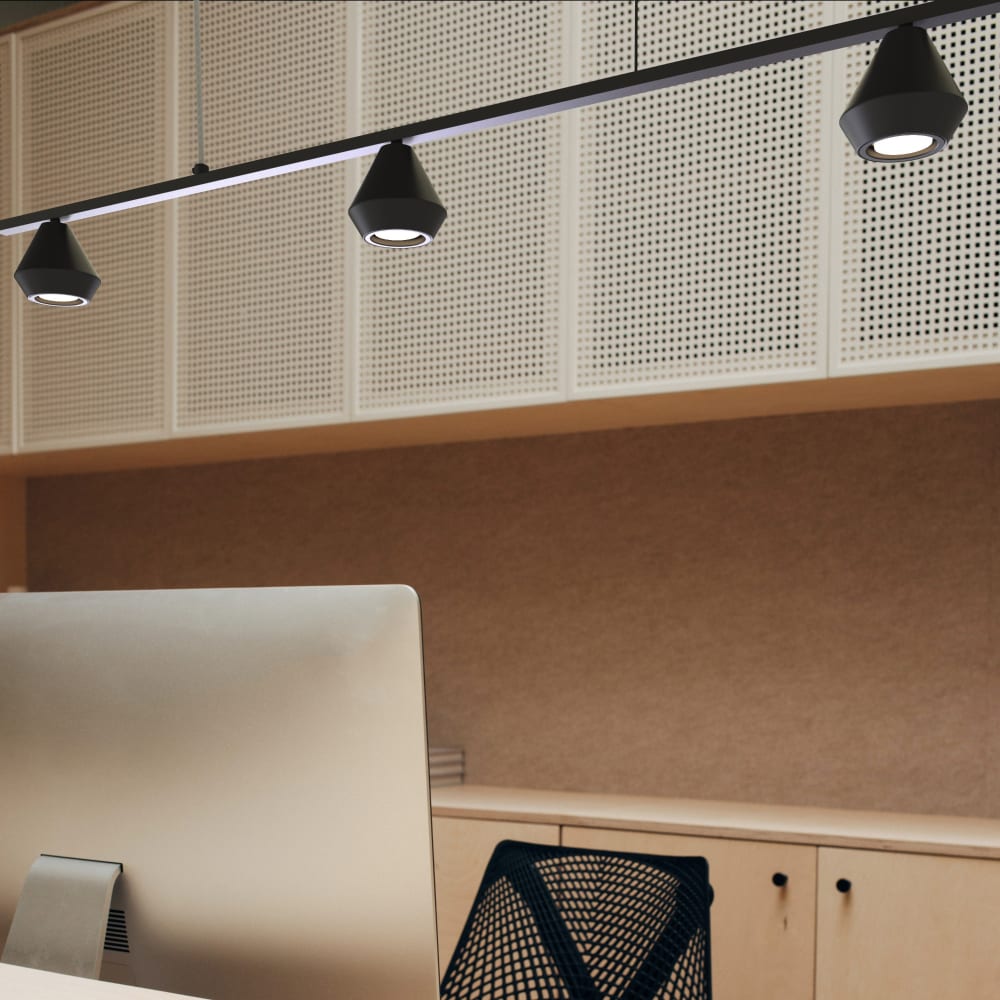 Sulion Suspension linéaire avec trois spots en noir Noir 10x150x120cm