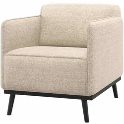 Sessel Statement aus Webstoff, modernes Design, Beige Melange, hoher Sitzkomfort, Birkenholzgestell