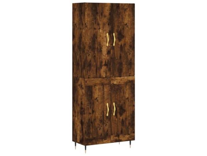 KKgypkn Highboard Räuchereiche 69,5x34x180 cm Holzwerkstoff Viel Stauraum, Metallfüße, mit Wandhalterung, für Wohnzimmer