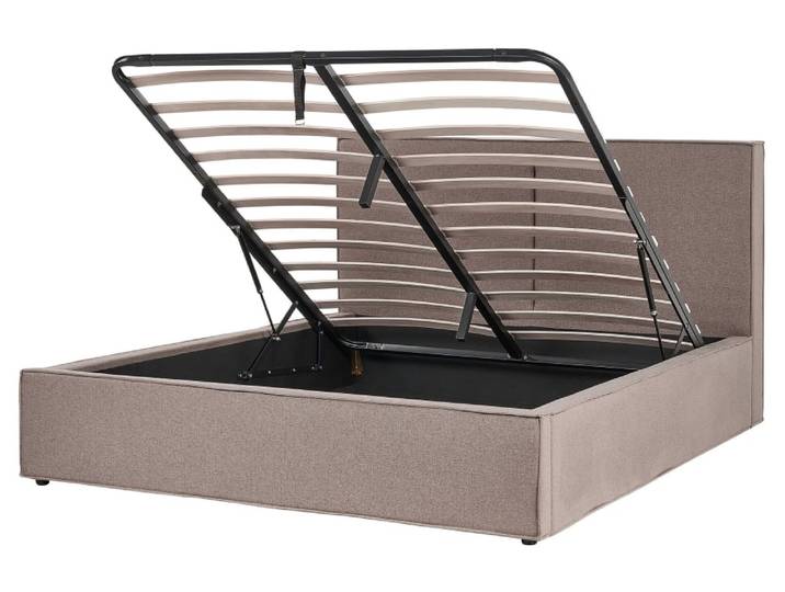 Lit double en tissu beige 160x200