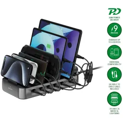 4smarts Ladestation Team 100W 5C/1A inkl. 6 Kabel, schwarz