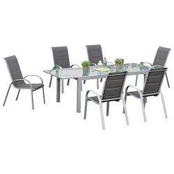 Gartenmöbel Set 7-tlg Amalfi di Lusso Metall/Glas/Textil