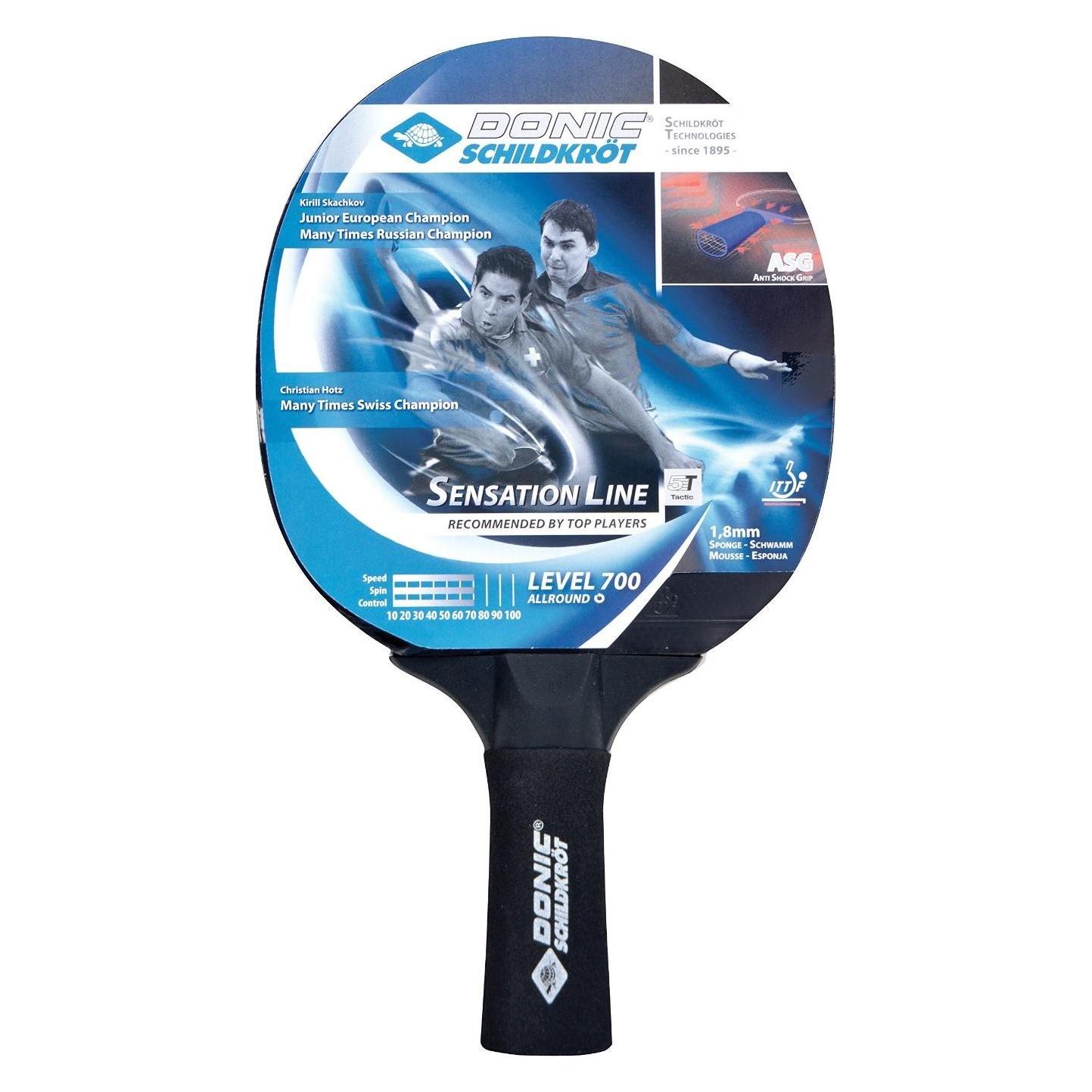 Schildkröt Donic-Schildkröt 734403 - Tischtennis Schläger Sensation 700, ASG Anti Shock Grip, Schwarz, One Size (734403)