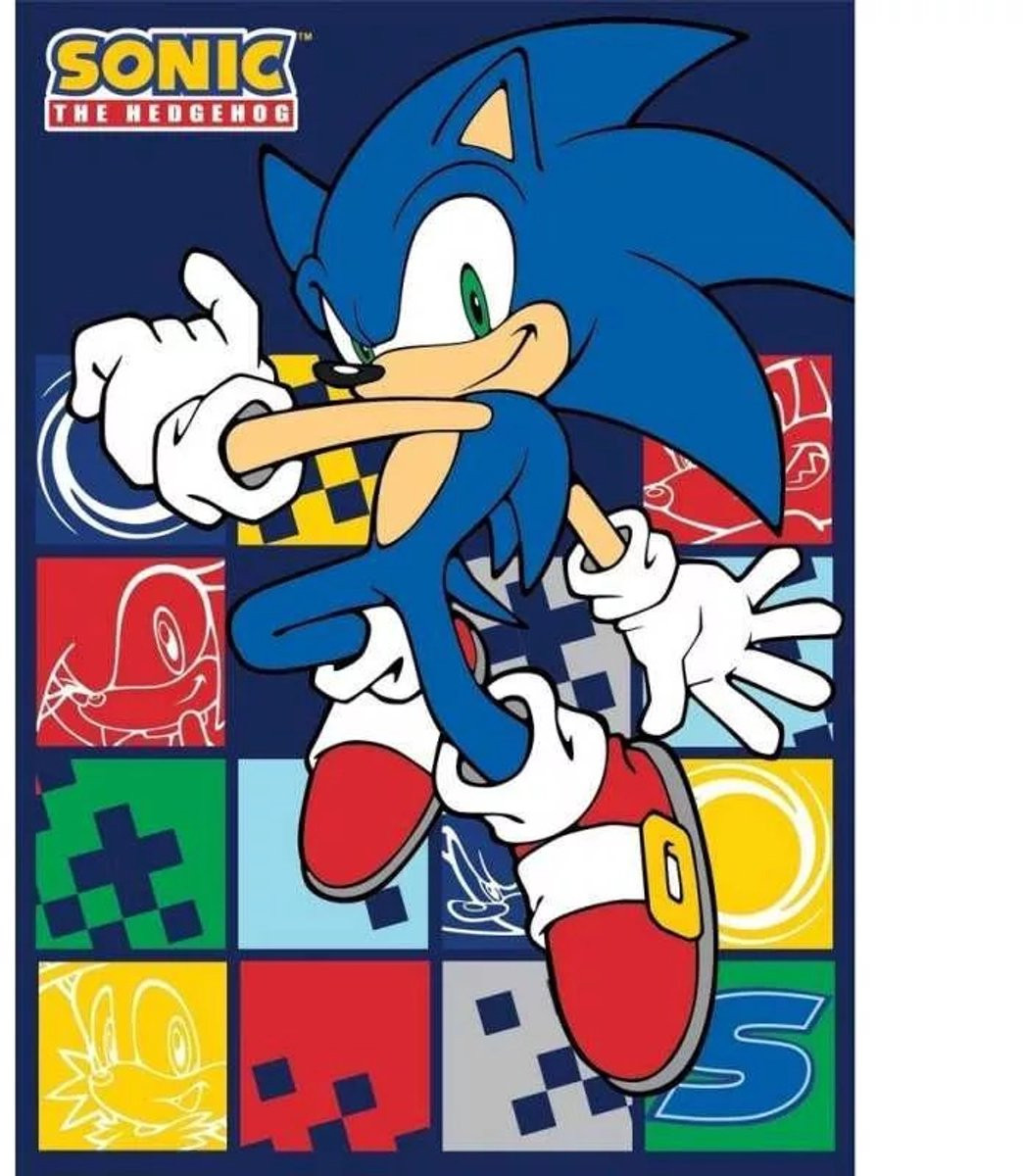 Sonic fleece plaid voor kinderen, blauw, 100 x 140 cm