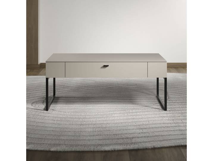 Couchtisch HOME AFFAIRE San Pedro , beige (kaschmir, schwarz, kaschmir), B:110cm H:45cm T:68cm, Tische, Couchtisch, Couchtisch mit 1 Schub.K, Soft-Close & Unterflurauszug 110/68/45 cm