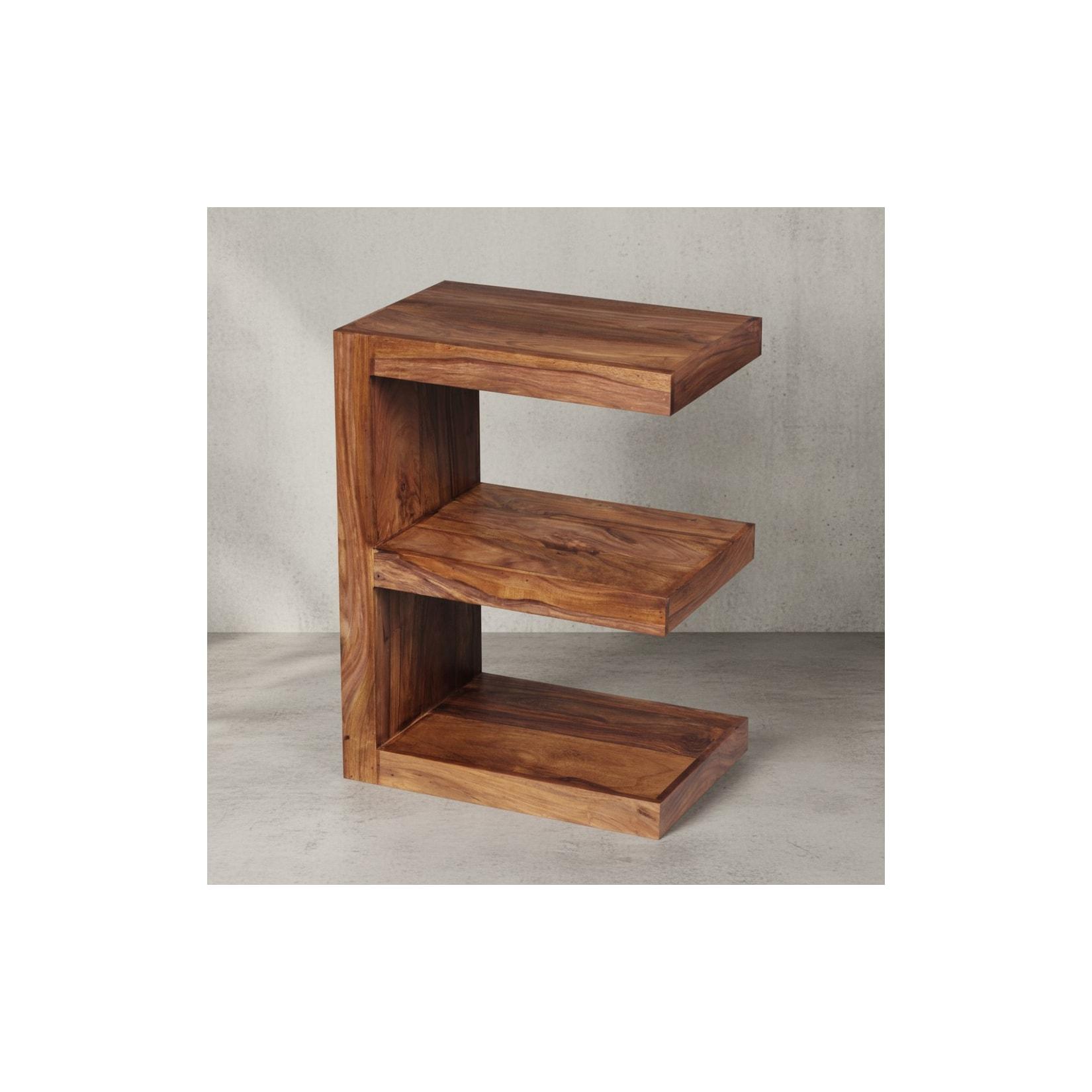 KADIMA DESIGN Beistelltisch "E" Cube NAKO: Akazienholz, E-Konstruktion, 45x30 cm, 60 cm Höhe, handgefertigt.