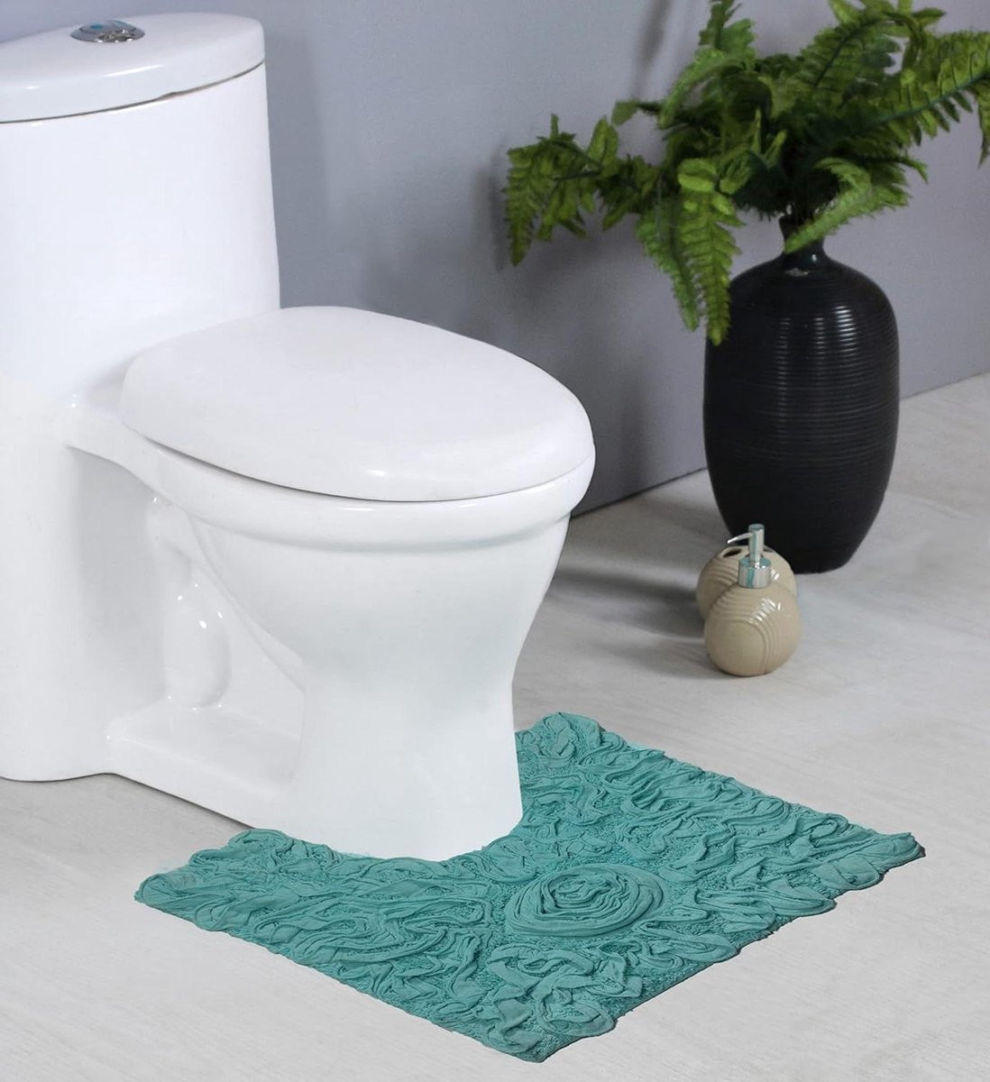 Turquoise Badmat van Katoen - Zacht en Extra Absorberend Vloerkleed voor de Badkamer - 50 x 50 cm