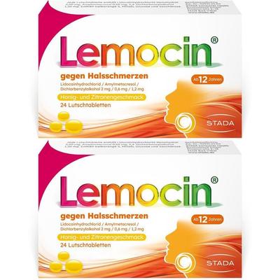 Lemocin gegen Halsschmerzen Honig-u.Zitroneng.Lut. 2x 2x24 St Lutschtabletten