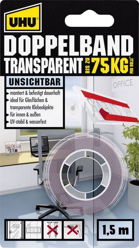 UHU 45375 45375 Doppelseitiges Klebeband UHU Transparent (L x B) 1.5m x 19mm 1St.