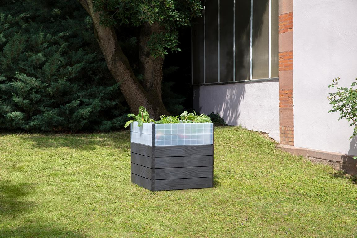 GRAFOTTOGMBH ERGO QUADRO Turbo L 75 Hochbeet Stone, inkl. FLORA 16920905