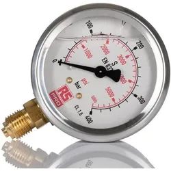 RS PRO G1/4 Manometer 0bar 400bar, Ø 63mm Edels, Messtechnik, Silber