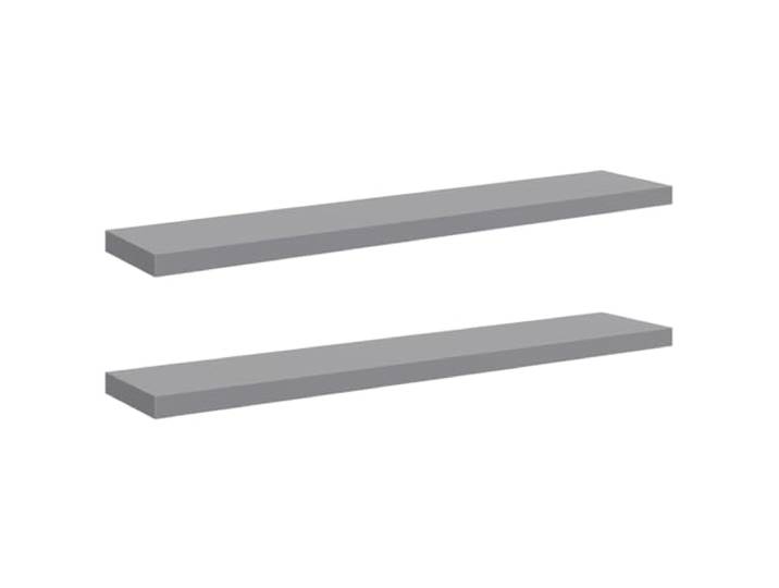 MABCQRTY Schweberegal 2er Set Grau 120x23,5cm Wandboard Wandregal MDF Zweier-Set Wandboards in Grau fuer Wohnzimmer und Schlafzimmer, unsichtbare Halterung fuer Dekoration und Buecher.
