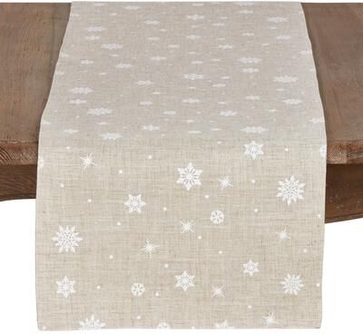 Saro Lifestyle Poly Blend Christmas Runner With Snowflake Design