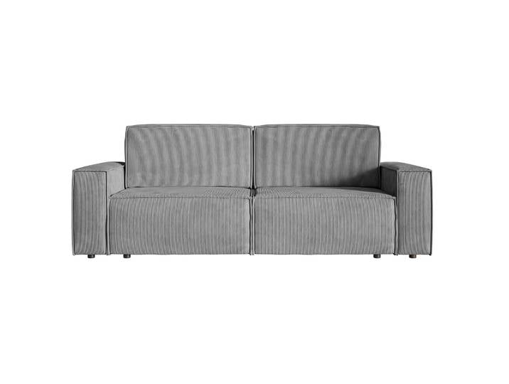 Dreisitziges ausklappbares Sofa Copertino in hellgrauem Cordstoff
