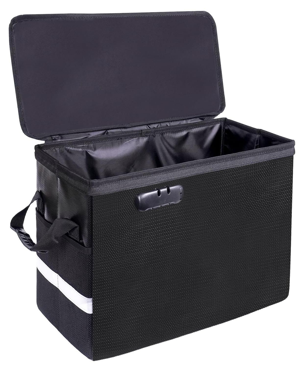 Merkloze opbergbox voor stripboeken met waterdichte documententas en silicone details