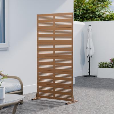 Lirago Metal Privacy Screen Freestanding Outdoor Divider Rust-Proof Galvanized Steel Decorative Fence Panel
