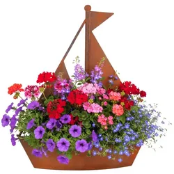 Relaxdays Gartendeko Rost Schiff Braun