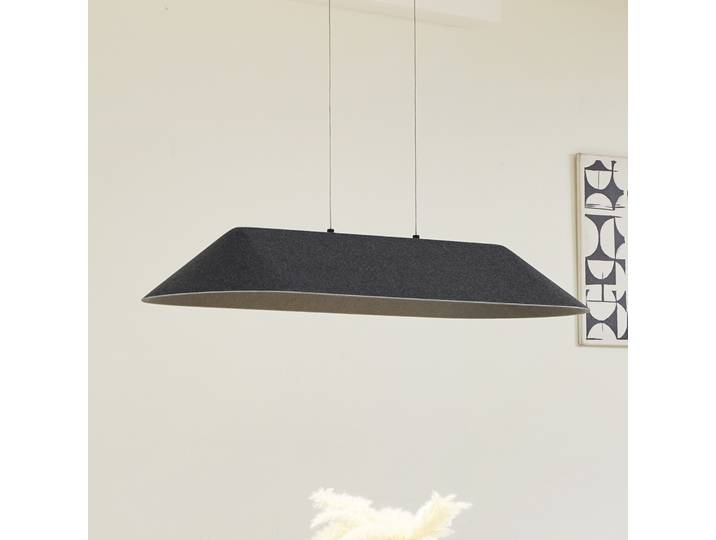 Naelle LED Suspension Noir/Gris - Lucande - Salle à manger - Moderne - Tissu / textile - Avec abat-jour