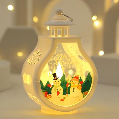 Perfect Picks Market Table Lamp Christmas Portable Candle Holder Wind Lamp, Snowman Santa Claus Elk, Decorative Christmas Gift Light snow Man