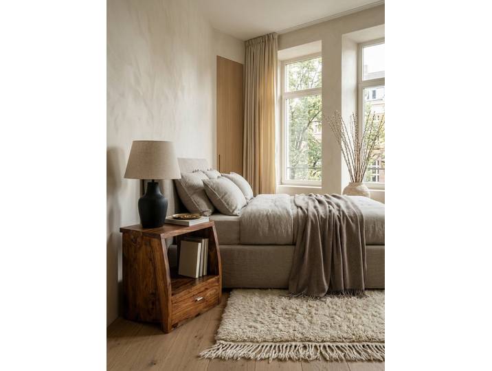 KADIMA DESIGN Nachttisch Nachttisch MUMBAI Massiv-Holz Nacht-Kommode 53 cm Schublade Holz, Schublade Ablage Nachtschrank Landhaus-Stil Echt-Holz