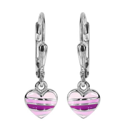 Paar Ohrhänger OSTSEE-SCHMUCK "Ostsee-Schmuck Ohrhänger kleines Herz Ohrhänger kleines Herz", lila, Ohrringe, Damen, 23 x 8mm, Silber 925 (Sterlingsilber)