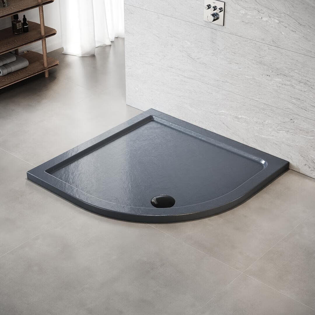 Belfry Bathroom 80W*80Dcm Quadrant Single Shower Base in Grey with Low-Profile Aesthetics Design and Non-Slip FeatureQuadrant Single Shower Base in Grey with Low-Prof Gloss;Grey 4cm H x 80cm W x 80cm D