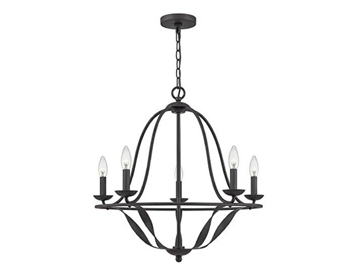 Elstead Lighting Hängeleuchte Kronleuchter Pendelleuchte Esszimmerlampe 5-Flammig Stahl weiß E14