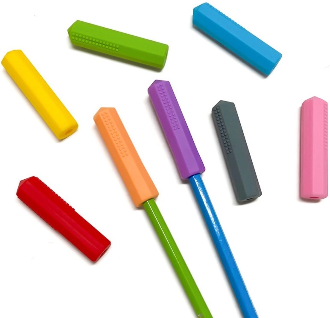 INF Capuchons de crayon en silicone pondérés - capuchons morsables anti-stress à sommet à huit points, lot de 3