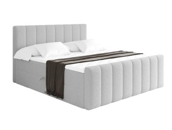 ALTDECOR Boxbett mit H4-Matratze OTTA-Z - 120x200 - Hellgrau Lattenrost, Topper, Boxspringbett mit Bettkasten, Bett mit Stauraum, Doppelbett, Polsterbett